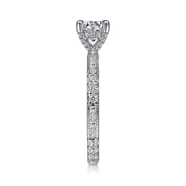Art Deco Inspired Round Diamond Channel Set Engagement Ring Mounting