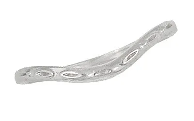 Art Deco Olive Leaves and Wheat Engraved Curved Wedding Band in White Gold - 14K or 18K