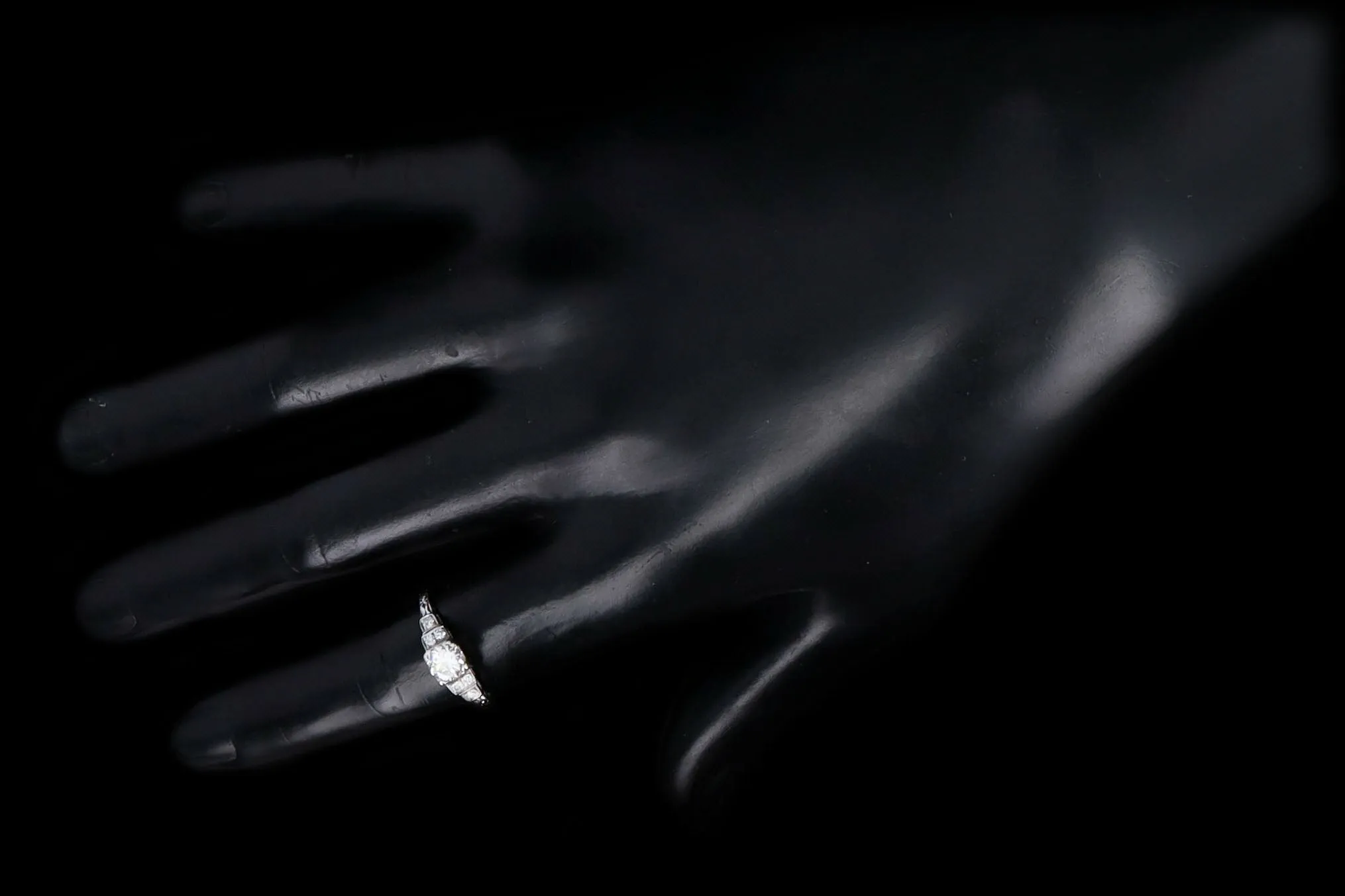 Art Deco Platinum 0.51 Carat Old European Diamond Engagement Ring