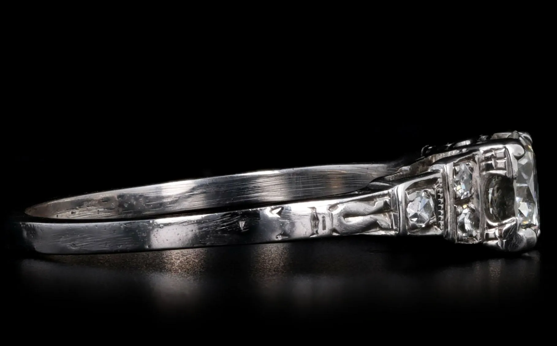 Art Deco Platinum 0.51 Carat Old European Diamond Engagement Ring