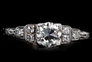 Art Deco Platinum 0.51 Carat Old European Diamond Engagement Ring