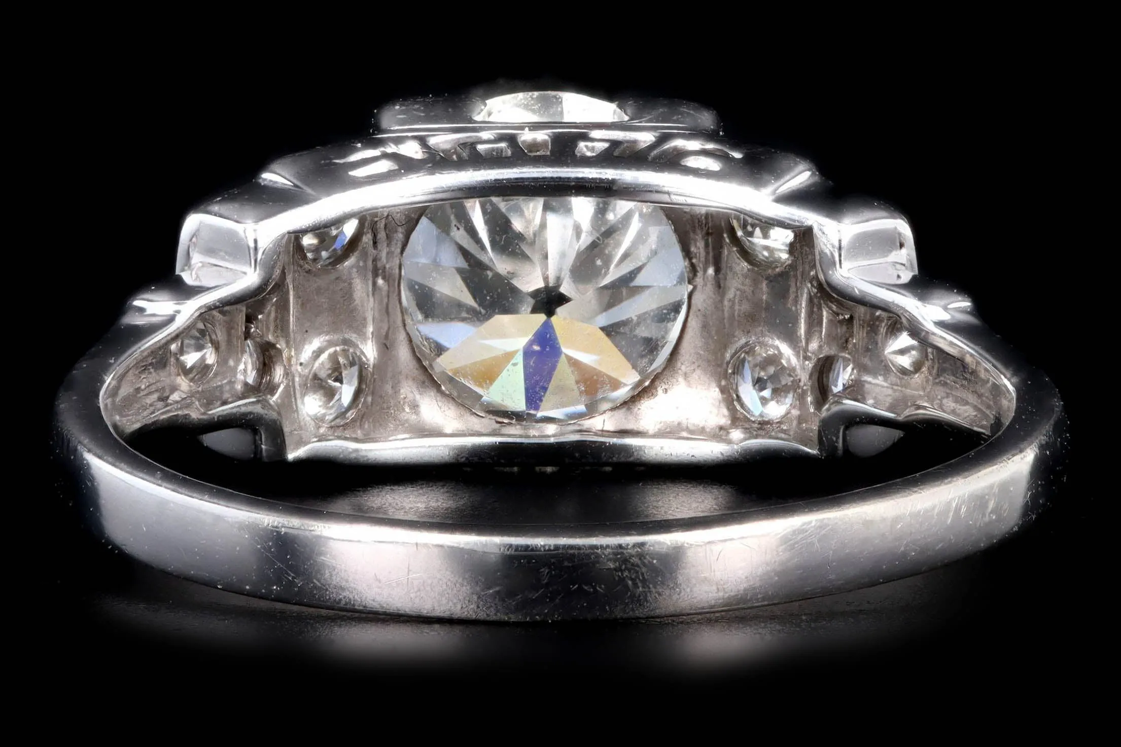 Art Deco Platinum 1.22 Carat Old European Cut Diamond Engagement Ring