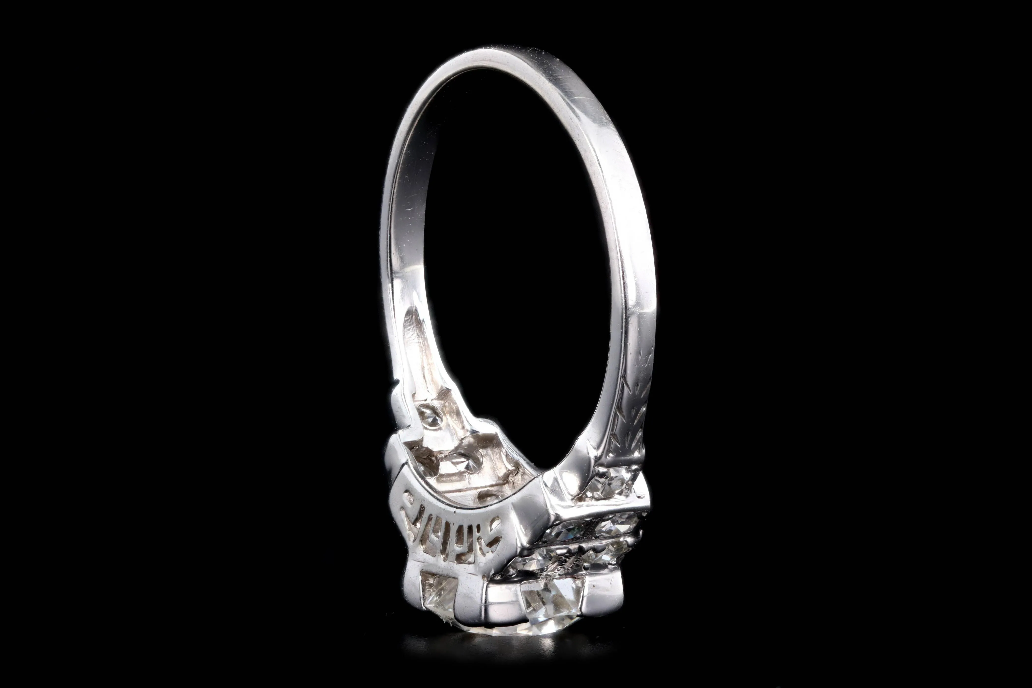 Art Deco Platinum 1.22 Carat Old European Cut Diamond Engagement Ring