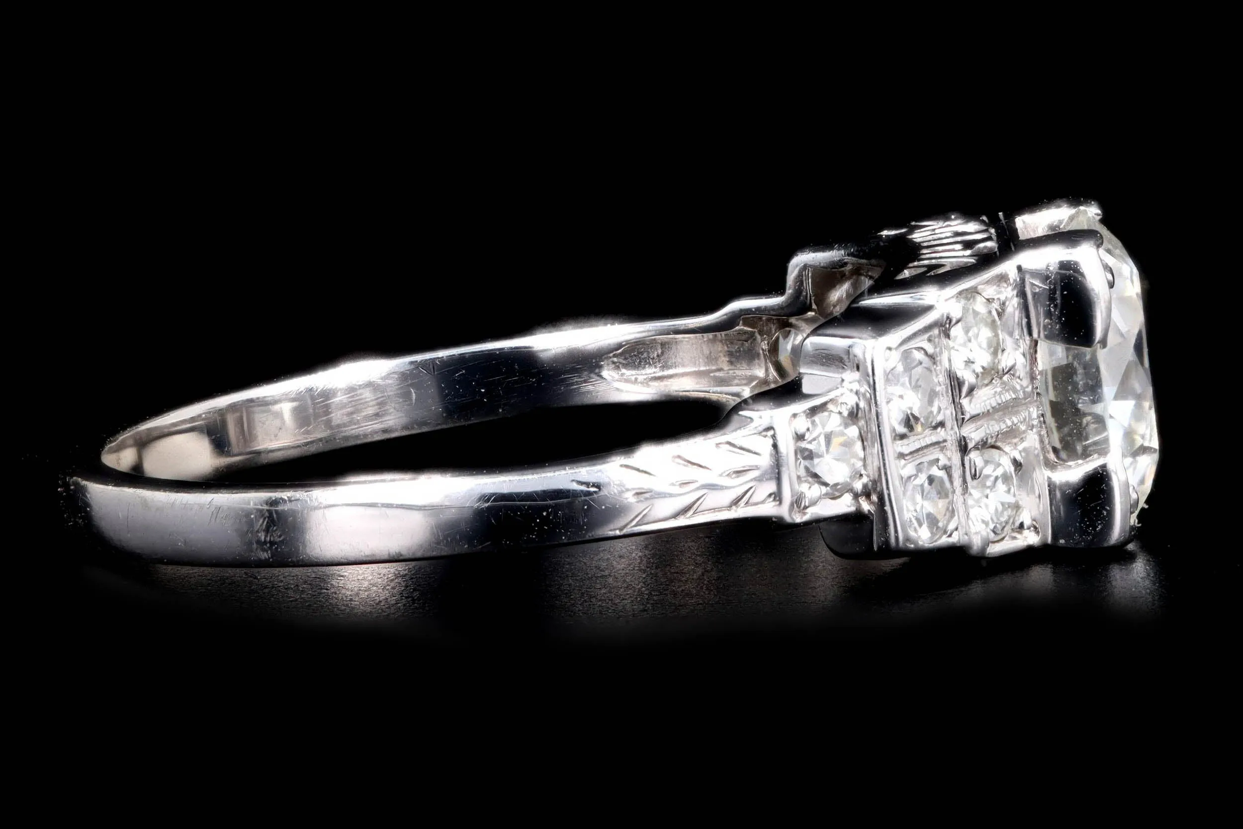 Art Deco Platinum 1.22 Carat Old European Cut Diamond Engagement Ring
