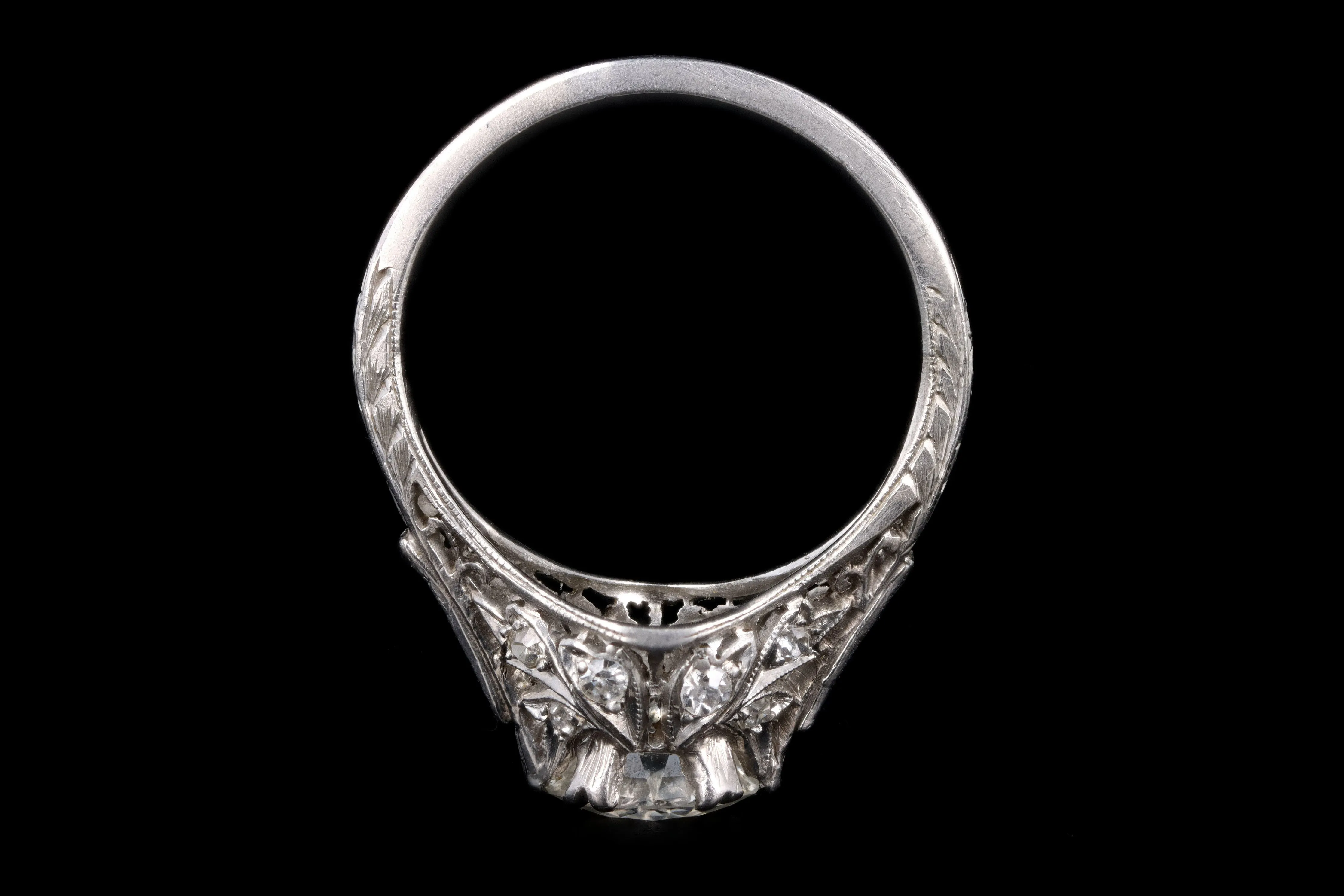 Art Deco Platinum 1.25 Carat Old European Cut Diamond & Synthetic Sapphire Engagement Ring