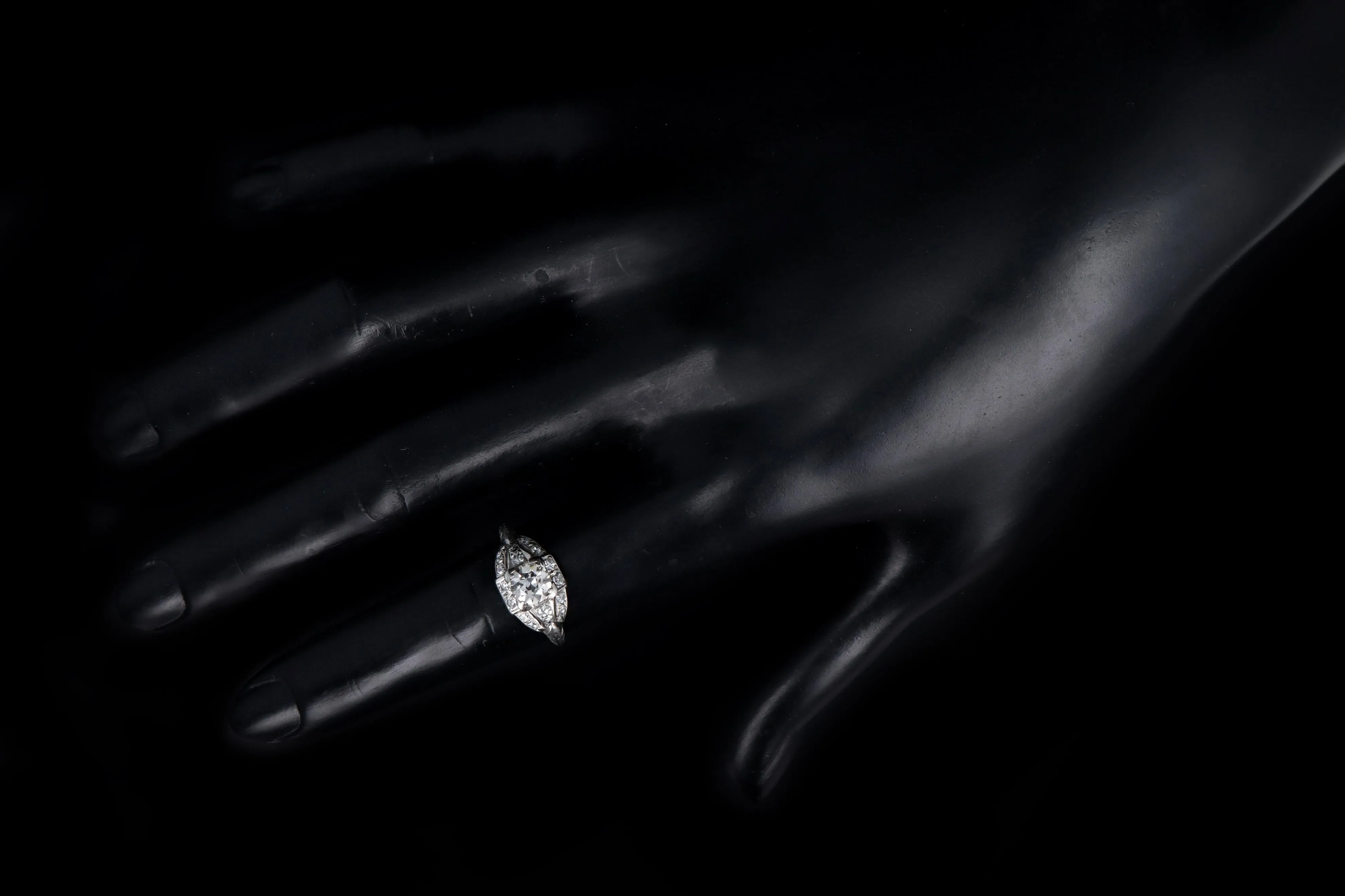 Art Deco Platinum .63 Carat Old European Cut Diamond Engagement Ring
