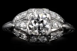 Art Deco Platinum .63 Carat Old European Cut Diamond Engagement Ring