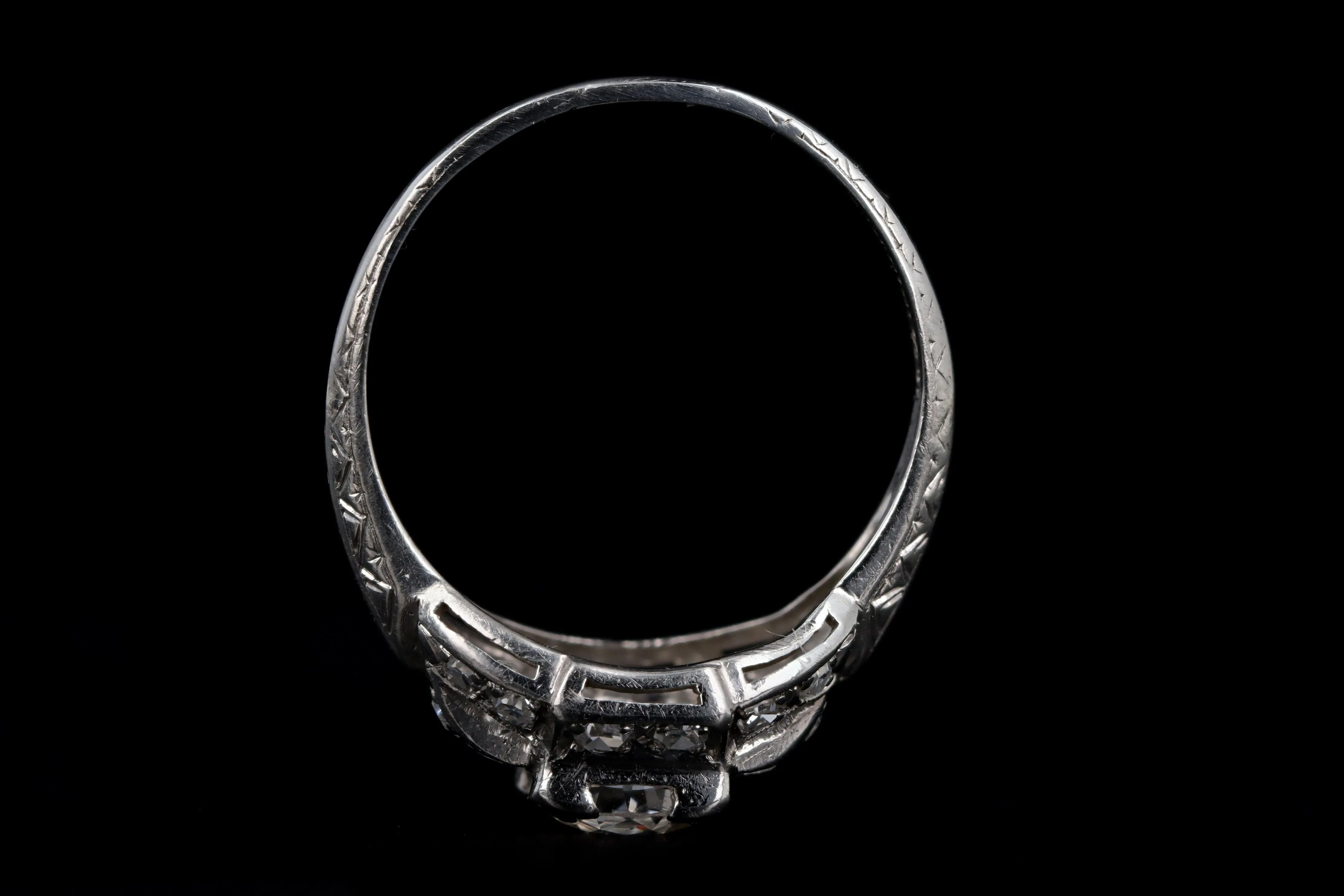 Art Deco Platinum .63 Carat Old European Cut Diamond Engagement Ring