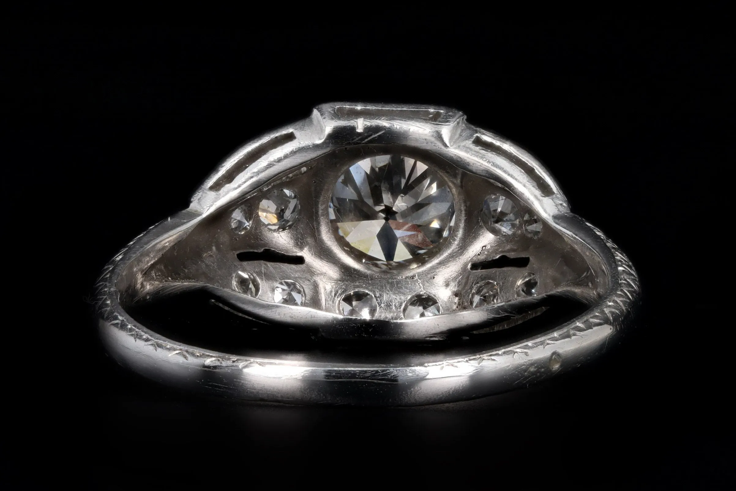 Art Deco Platinum .63 Carat Old European Cut Diamond Engagement Ring
