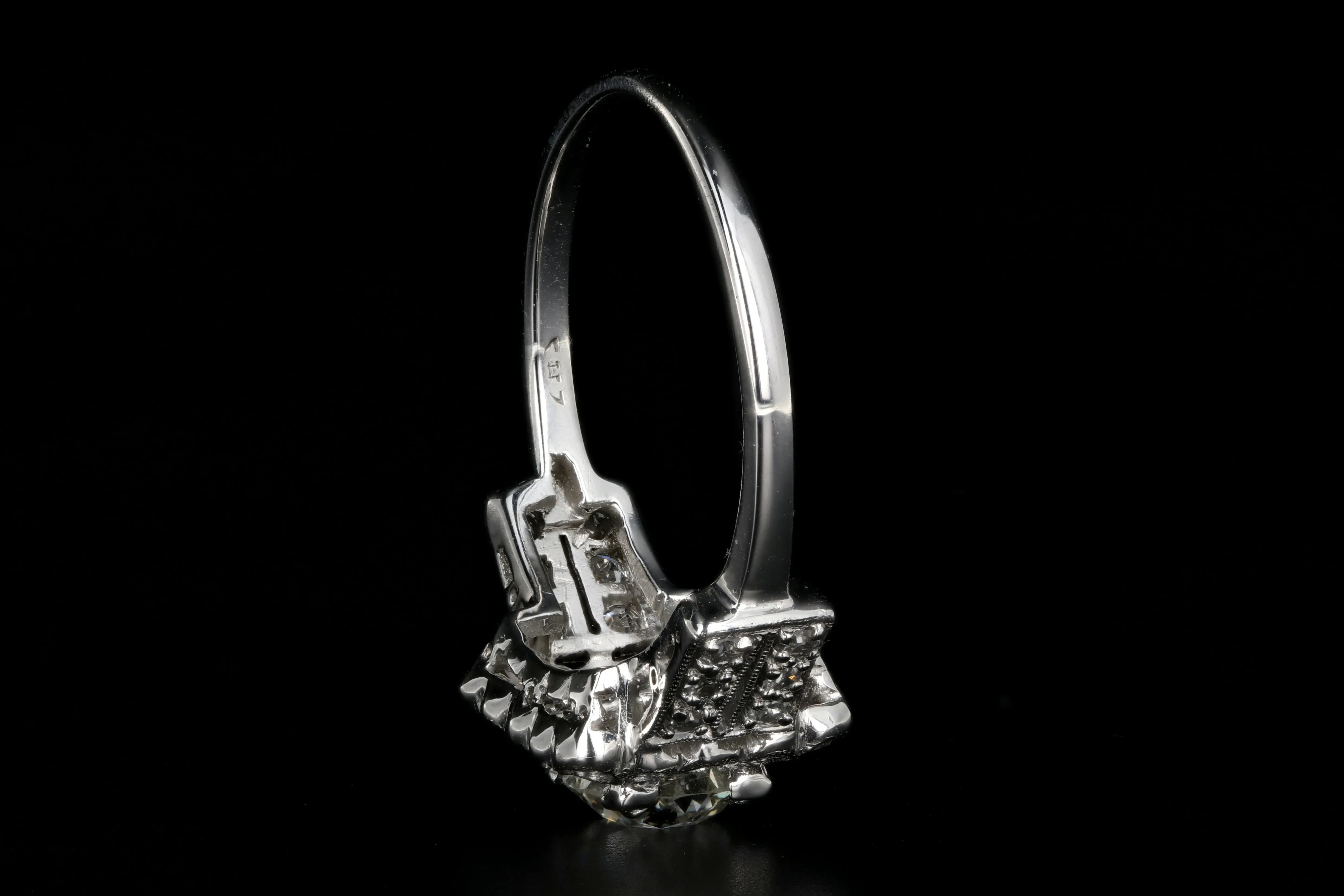 Art Deco Platinum .89 Carat Old European Cut Diamond Engagement Ring
