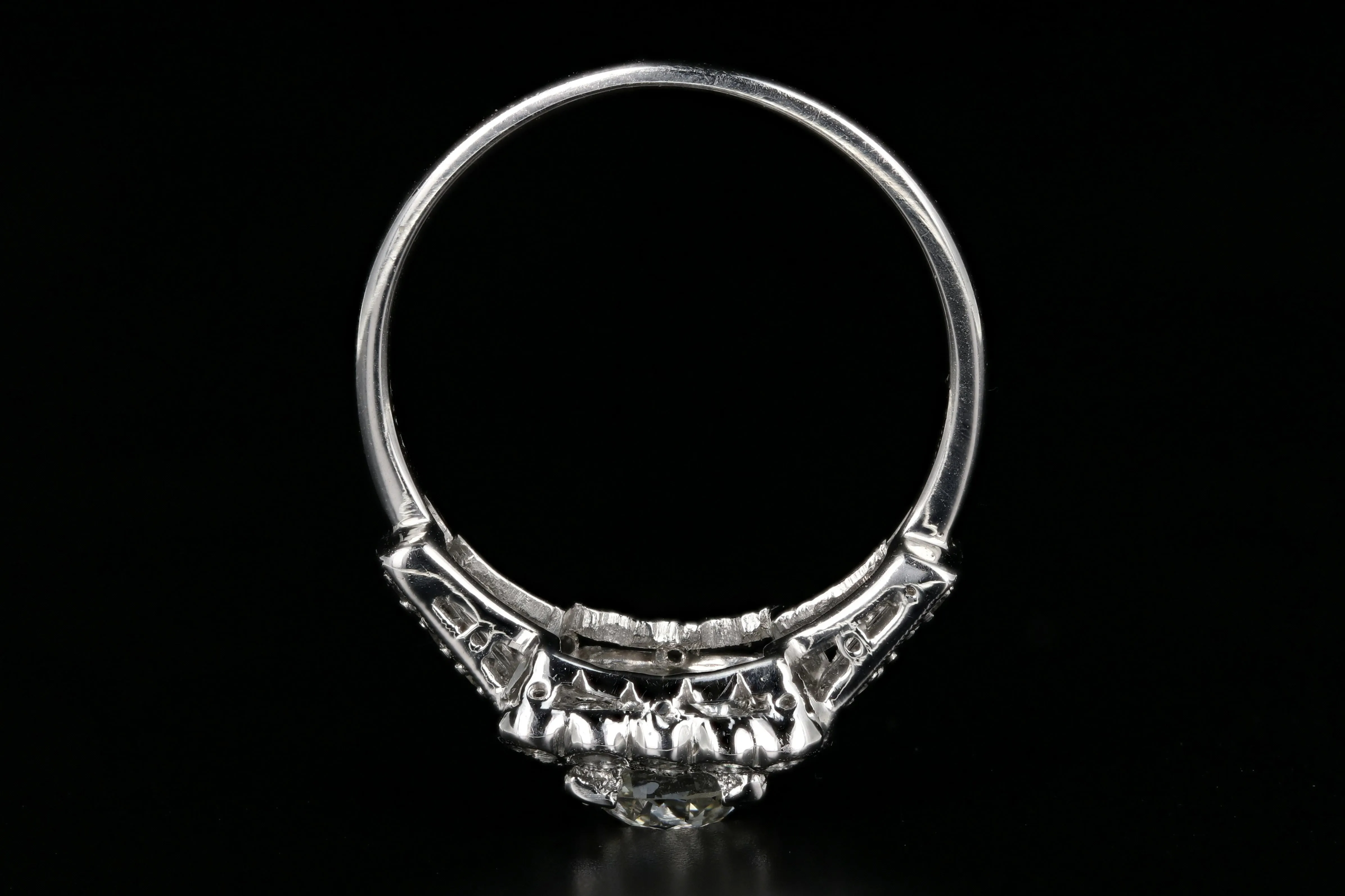Art Deco Platinum .89 Carat Old European Cut Diamond Engagement Ring