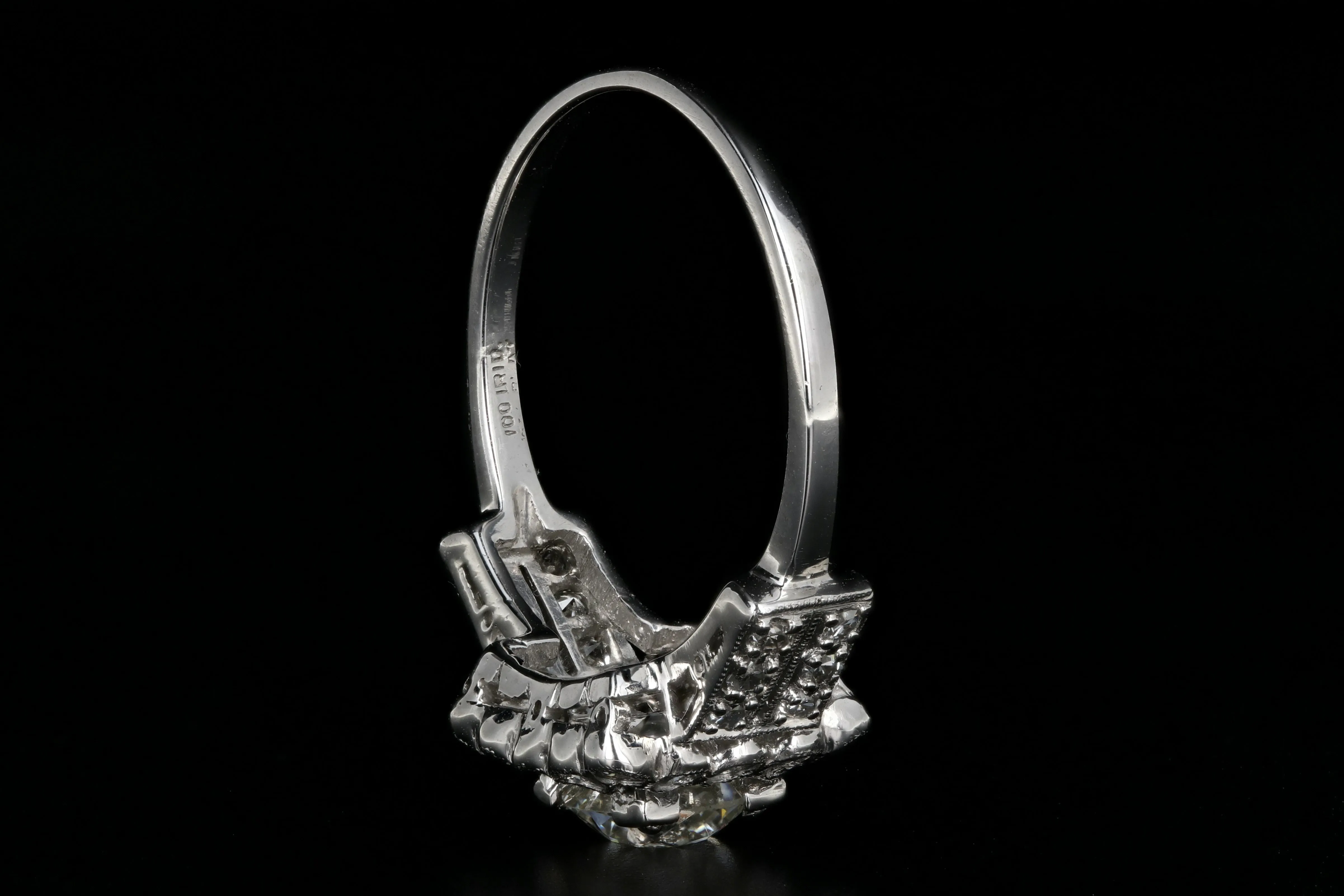 Art Deco Platinum .89 Carat Old European Cut Diamond Engagement Ring