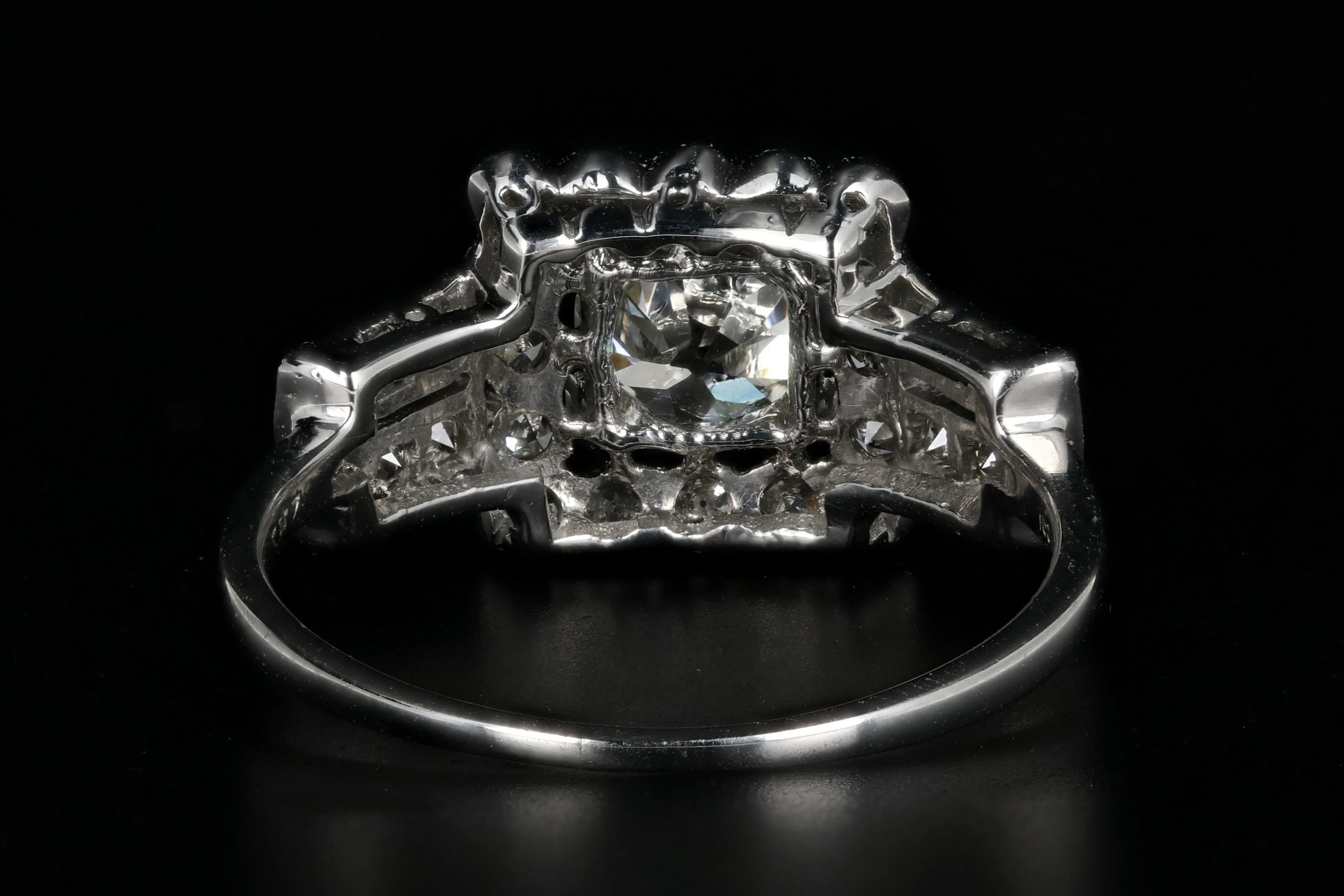 Art Deco Platinum .89 Carat Old European Cut Diamond Engagement Ring