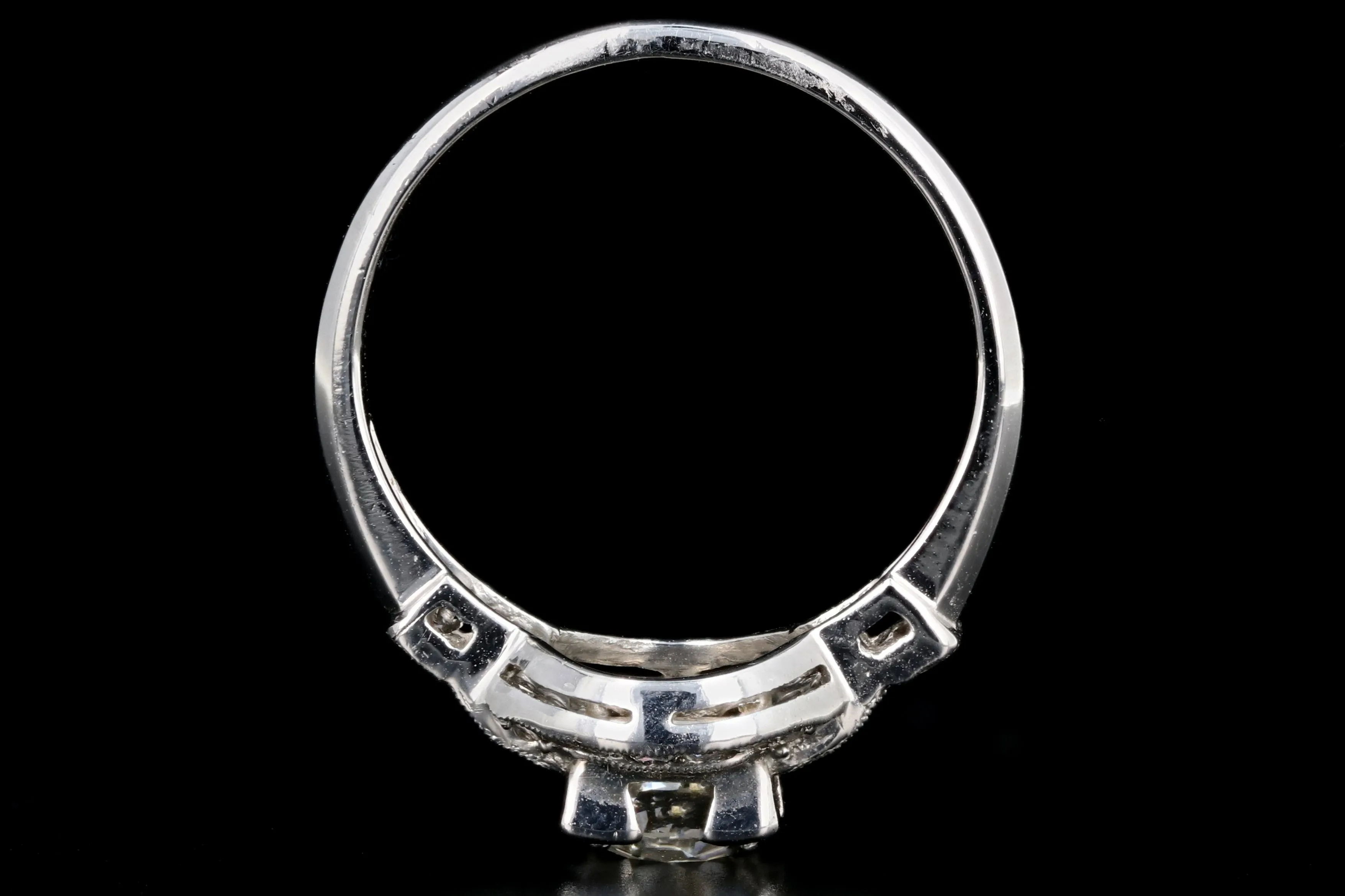 Art Deco Platinum .90 Carat Old European Cut Diamond Engagement Ring Size 7