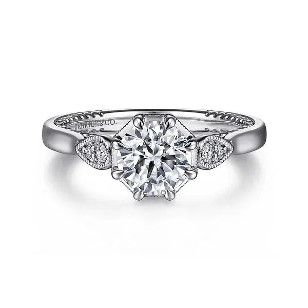 Art Deco Round Diamond Engagement Ring Mounting