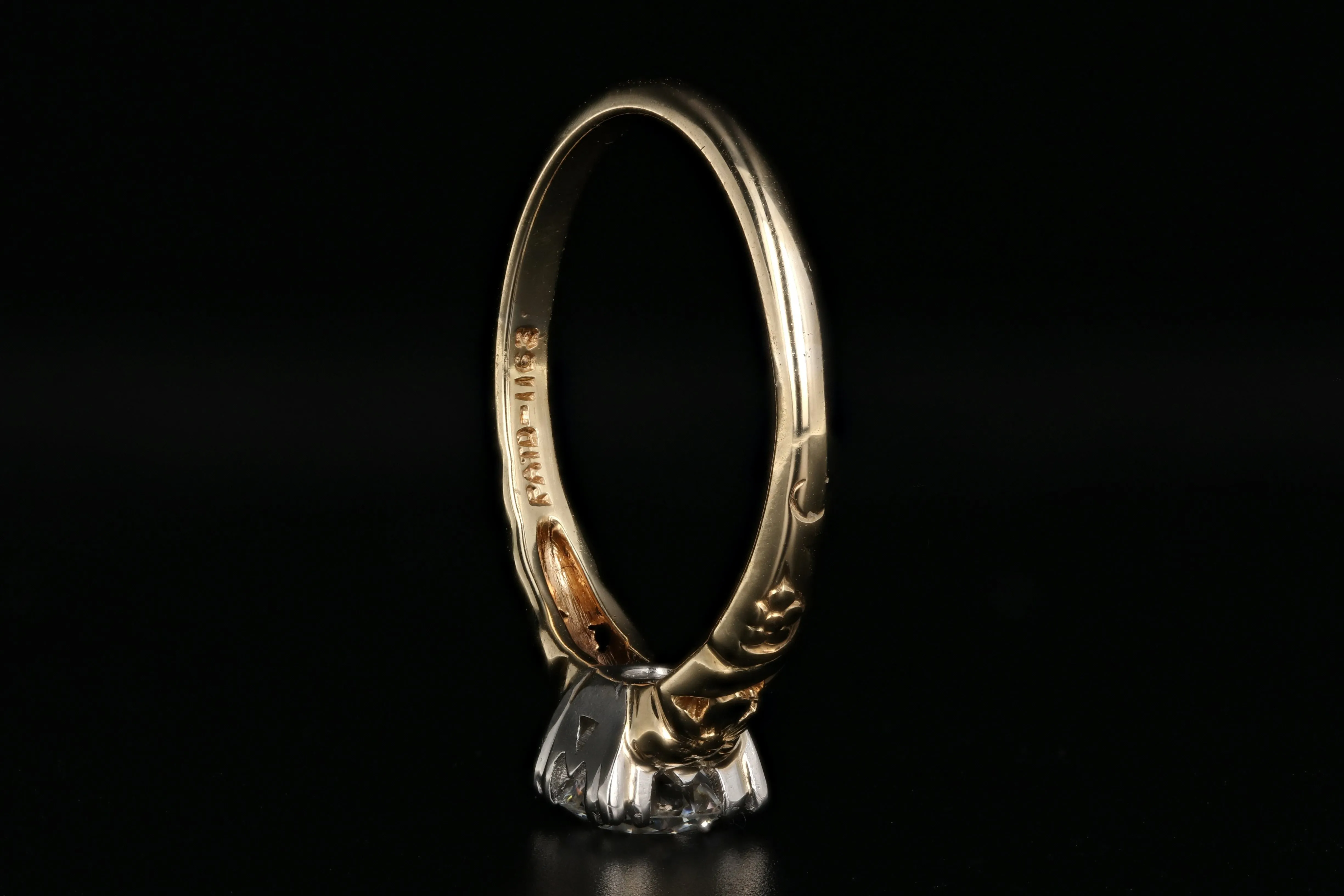 Art Nouveau 14K Yellow Gold and Platinum .70 Carat Engagement Ring
