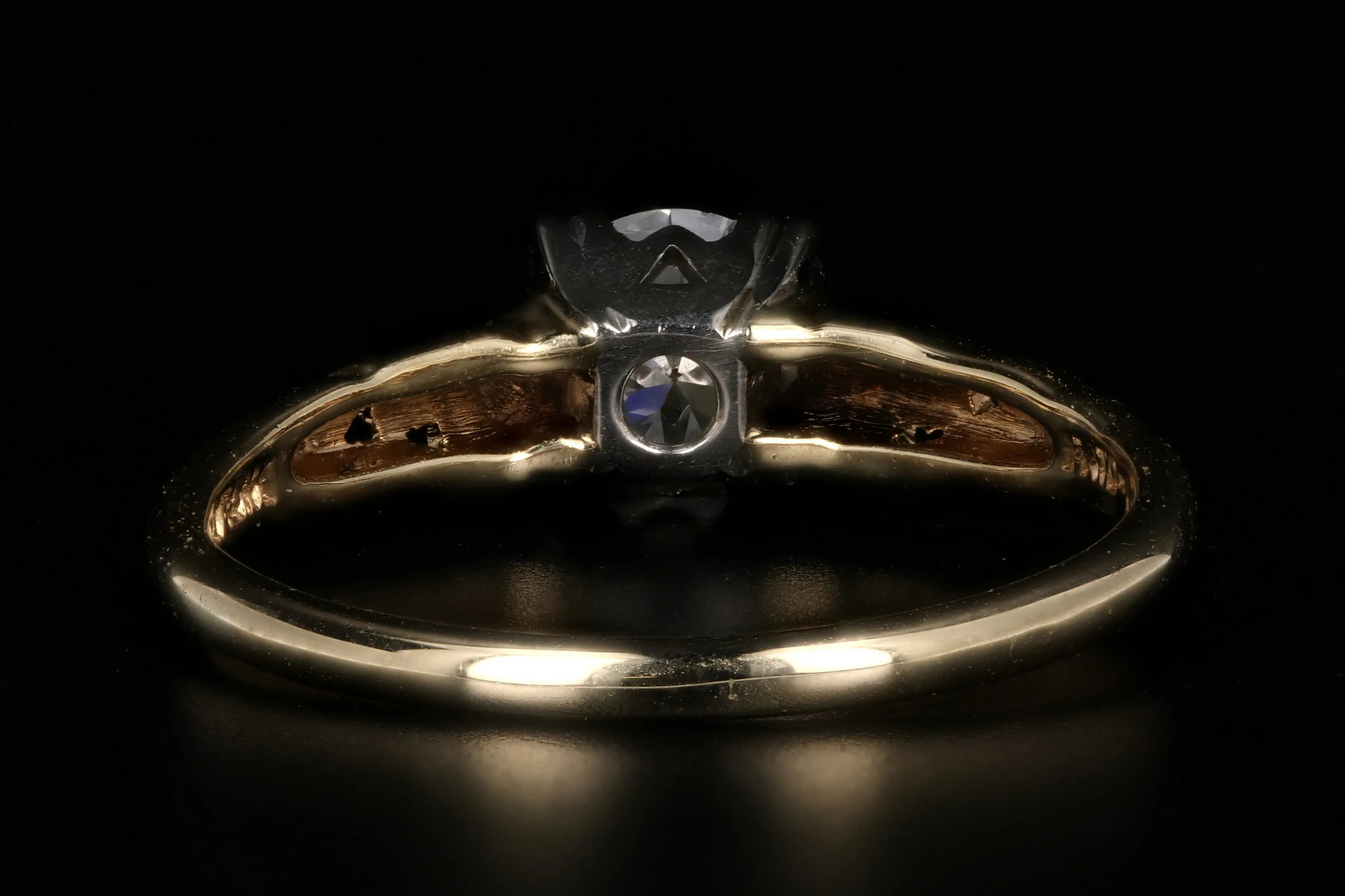 Art Nouveau 14K Yellow Gold and Platinum .70 Carat Engagement Ring