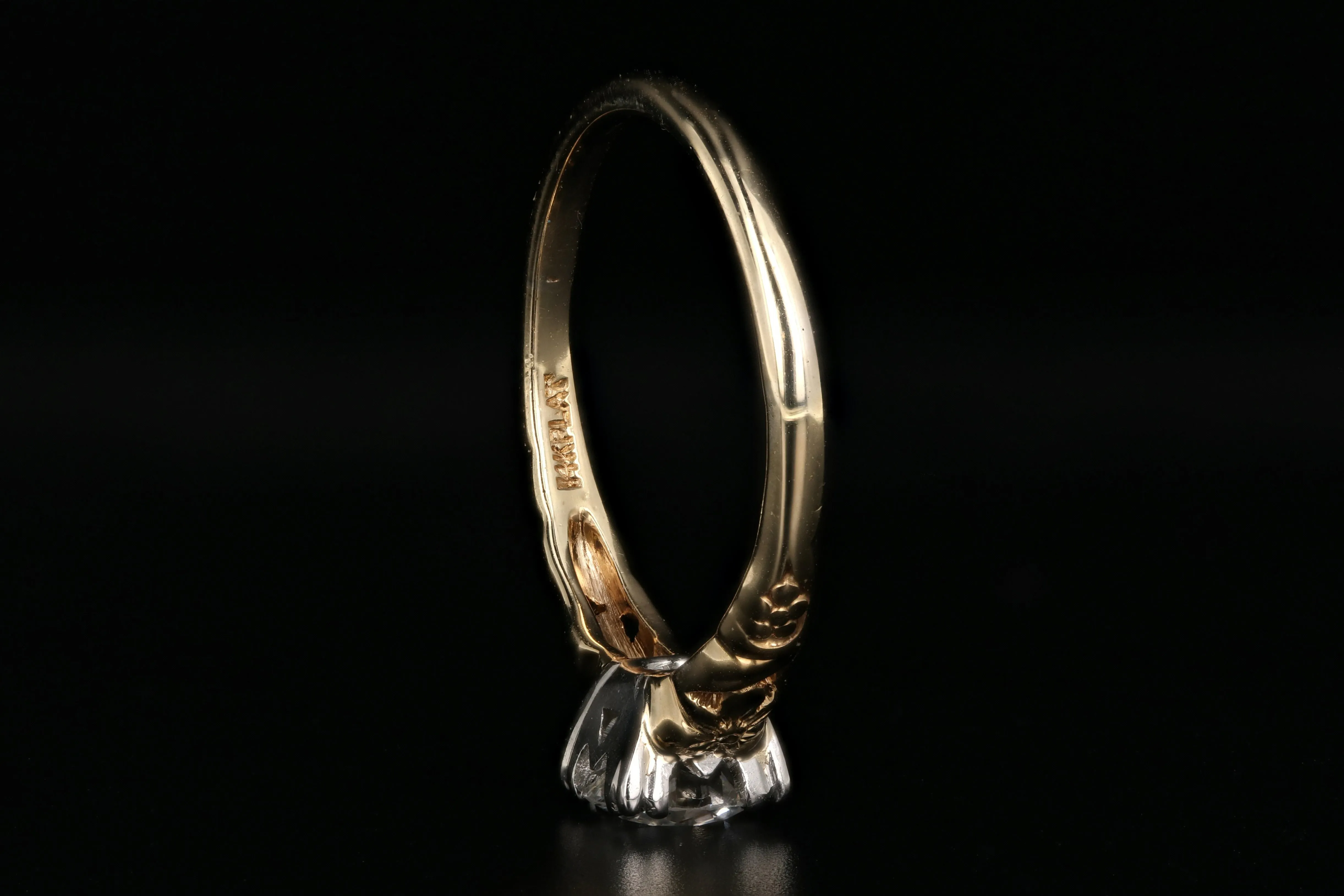 Art Nouveau 14K Yellow Gold and Platinum .70 Carat Engagement Ring