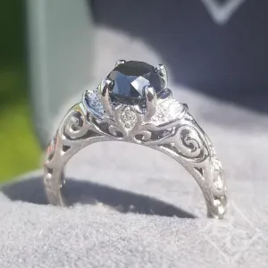 Artcarved "Peyton" 0.75 Carat Round Cut Black Diamond Engagement Ring
