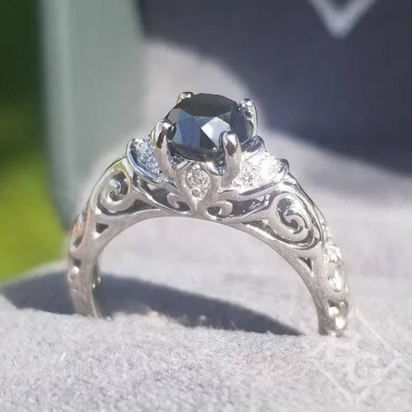 Artcarved "Peyton" 0.75 Carat Round Cut Black Diamond Engagement Ring