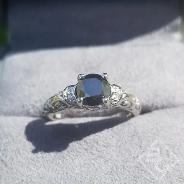 Artcarved "Peyton" 0.75 Carat Round Cut Black Diamond Engagement Ring