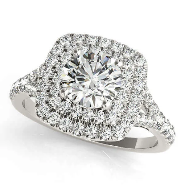 Aura™ 14K White Gold 3/4ct.tw Diamond Double Halo Ring