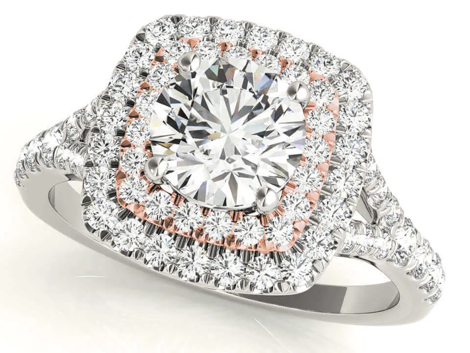 Aura™ 14K White Gold 3/4ct.tw Diamond Double Halo Ring
