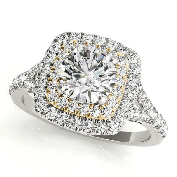 Aura™ 14K White Gold 3/4ct.tw Diamond Double Halo Ring
