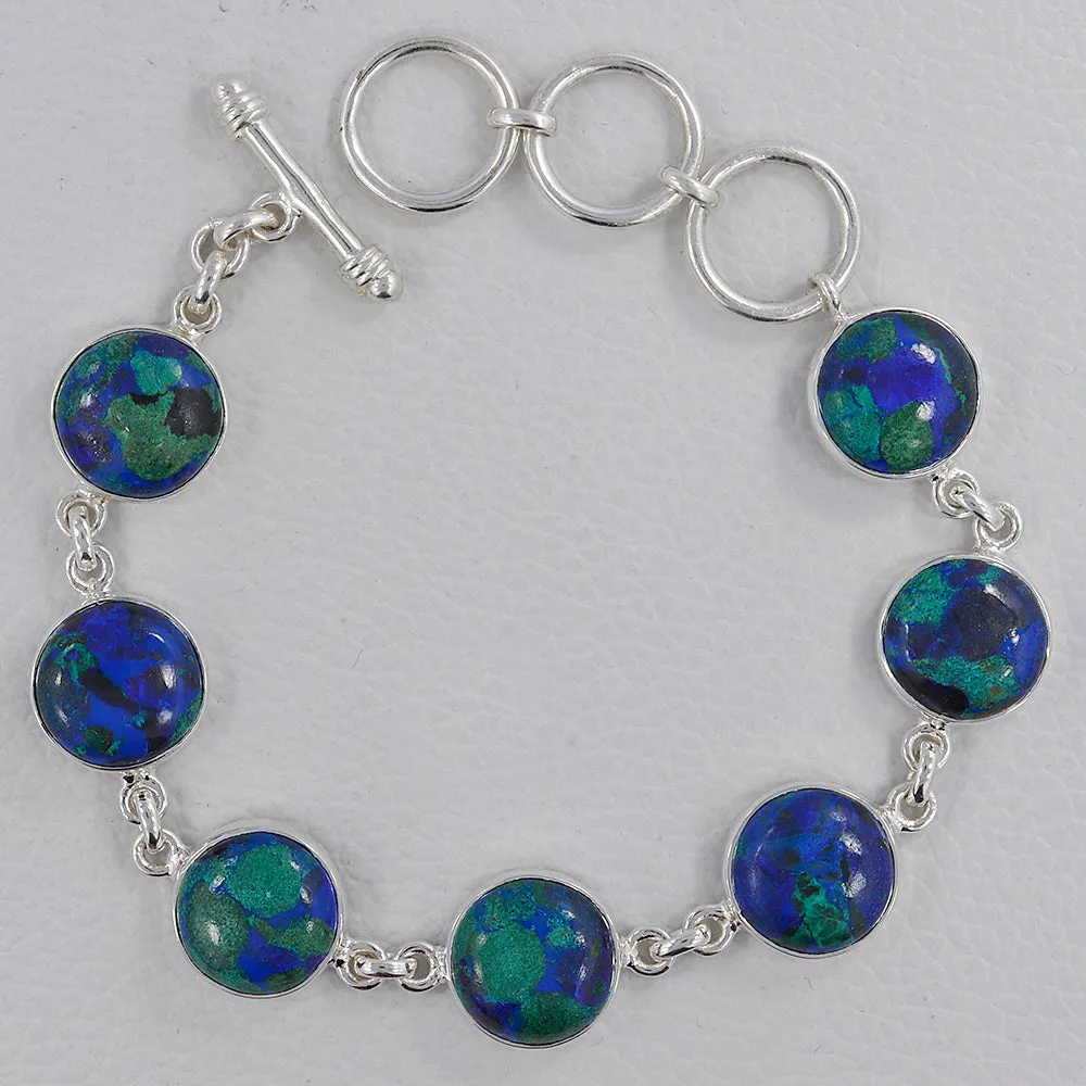 Azurite Malachite Sterling Silver Plain Bracelets