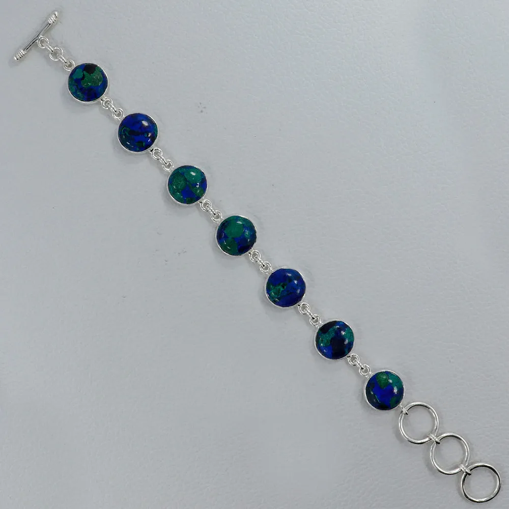 Azurite Malachite Sterling Silver Plain Bracelets