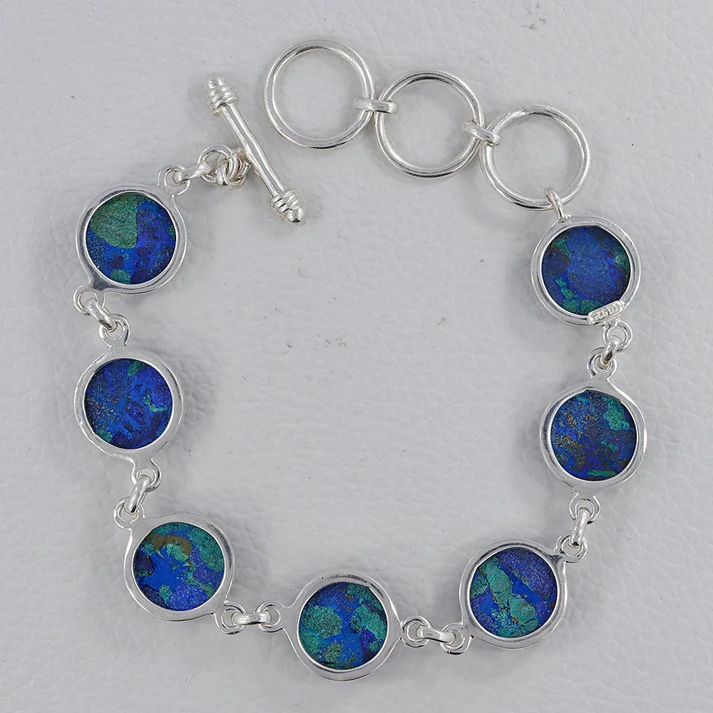 Azurite Malachite Sterling Silver Plain Bracelets