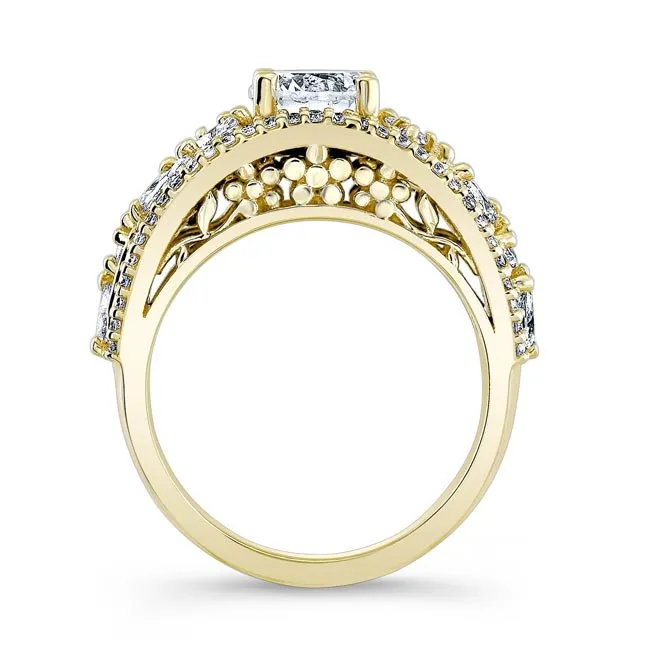 Barkev's Vintage Wide Floral Diamond Engagement Ring