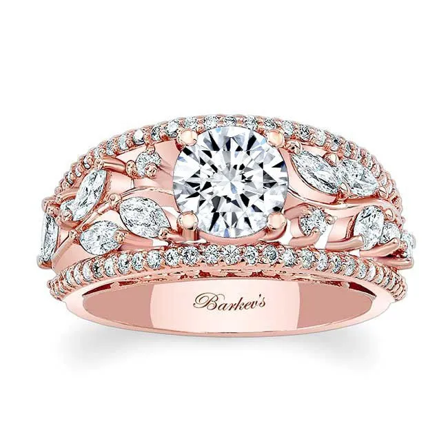 Barkev's Vintage Wide Floral Diamond Engagement Ring