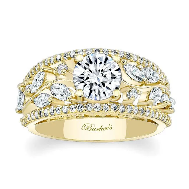 Barkev's Vintage Wide Floral Diamond Engagement Ring