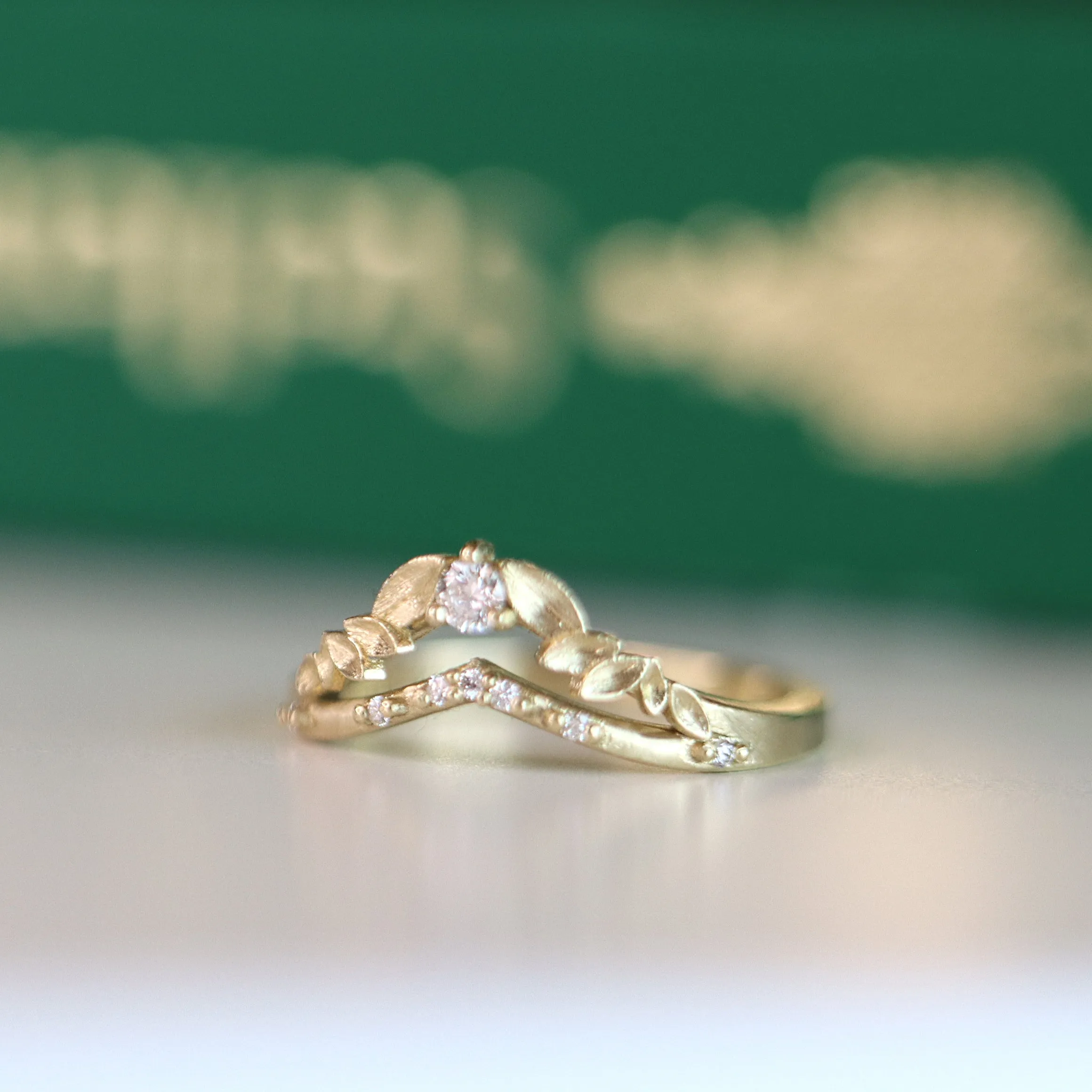 Bay Leaf Pierced Diamond Band Size 6