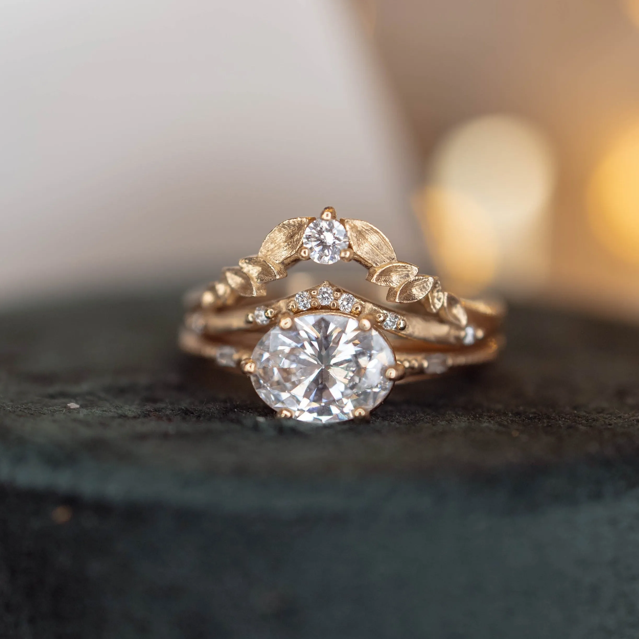 Bay Leaf Pierced Diamond Band Size 6
