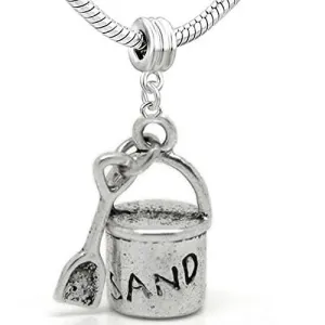Beach Sand Bucket and Shovel European Bead Compatible for Most European Snake Chain Bracelet