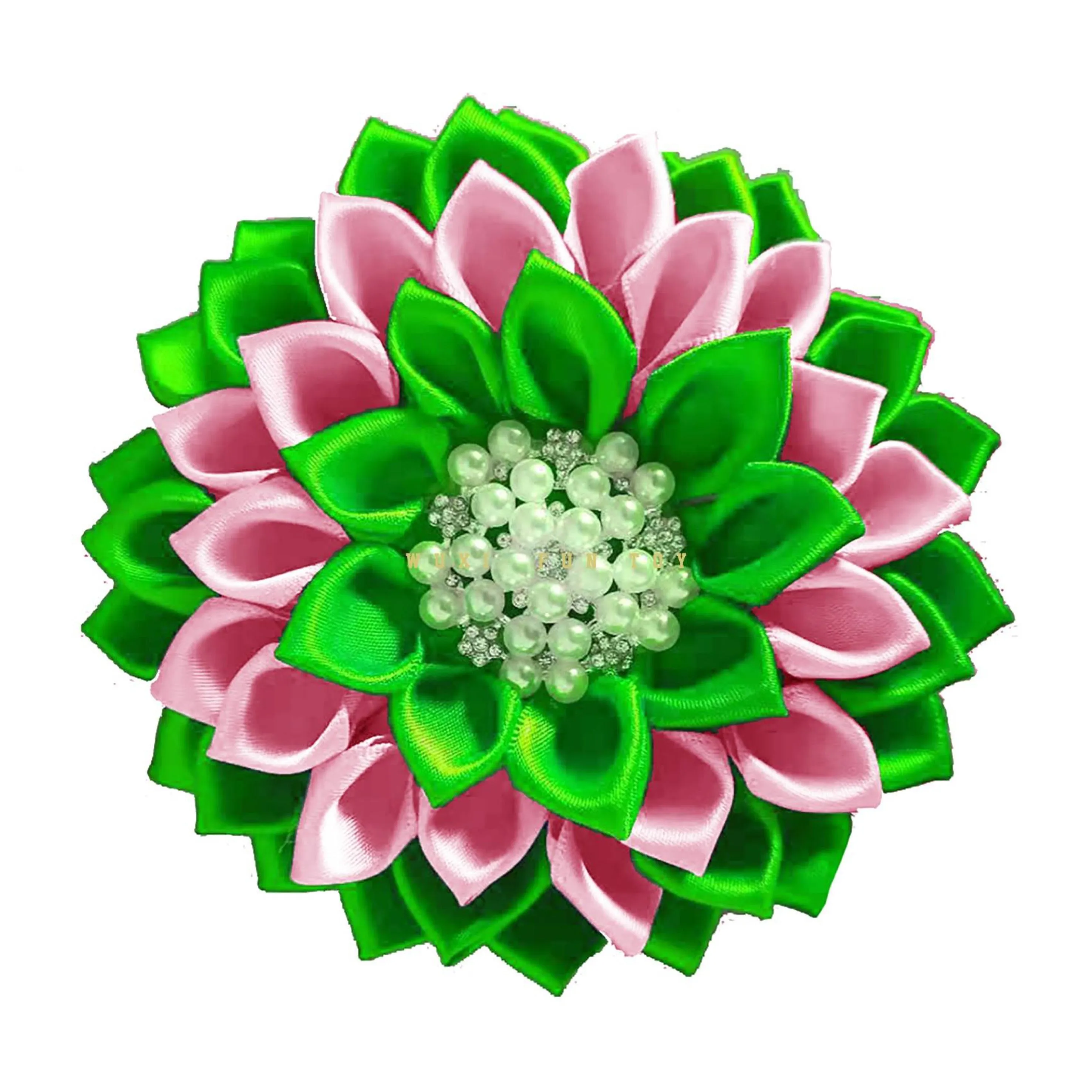 Beautiful Silk Rose Pearl Jeweled Brooch