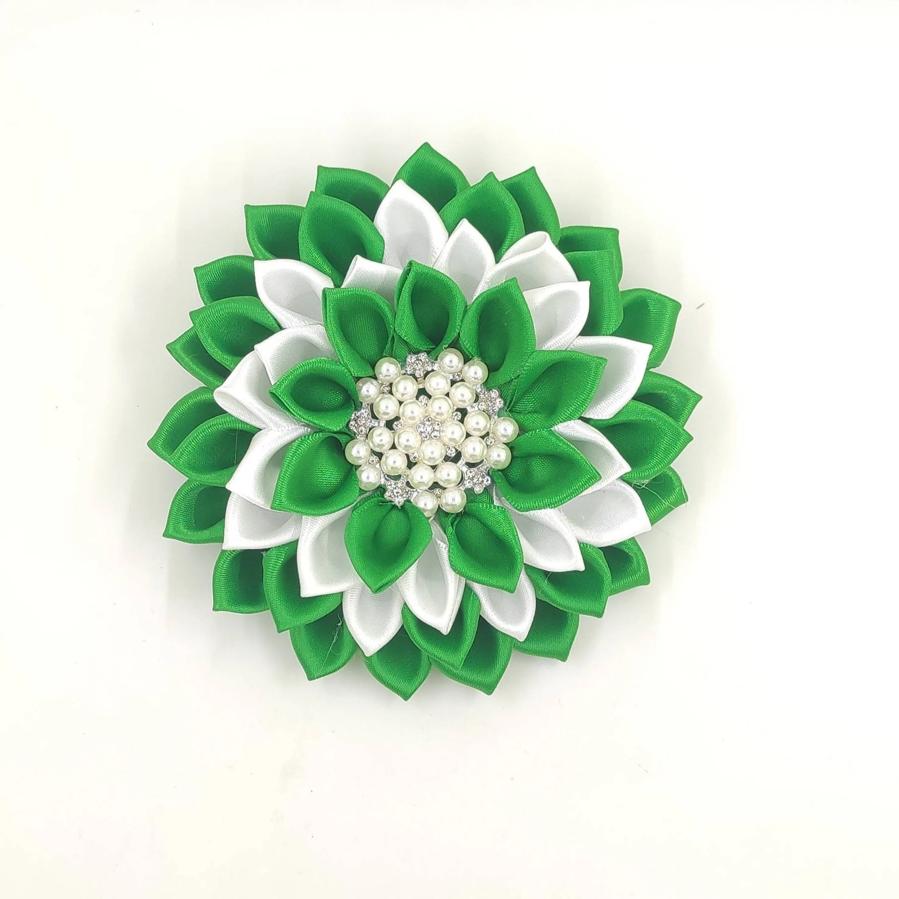 Beautiful Silk Rose Pearl Jeweled Brooch