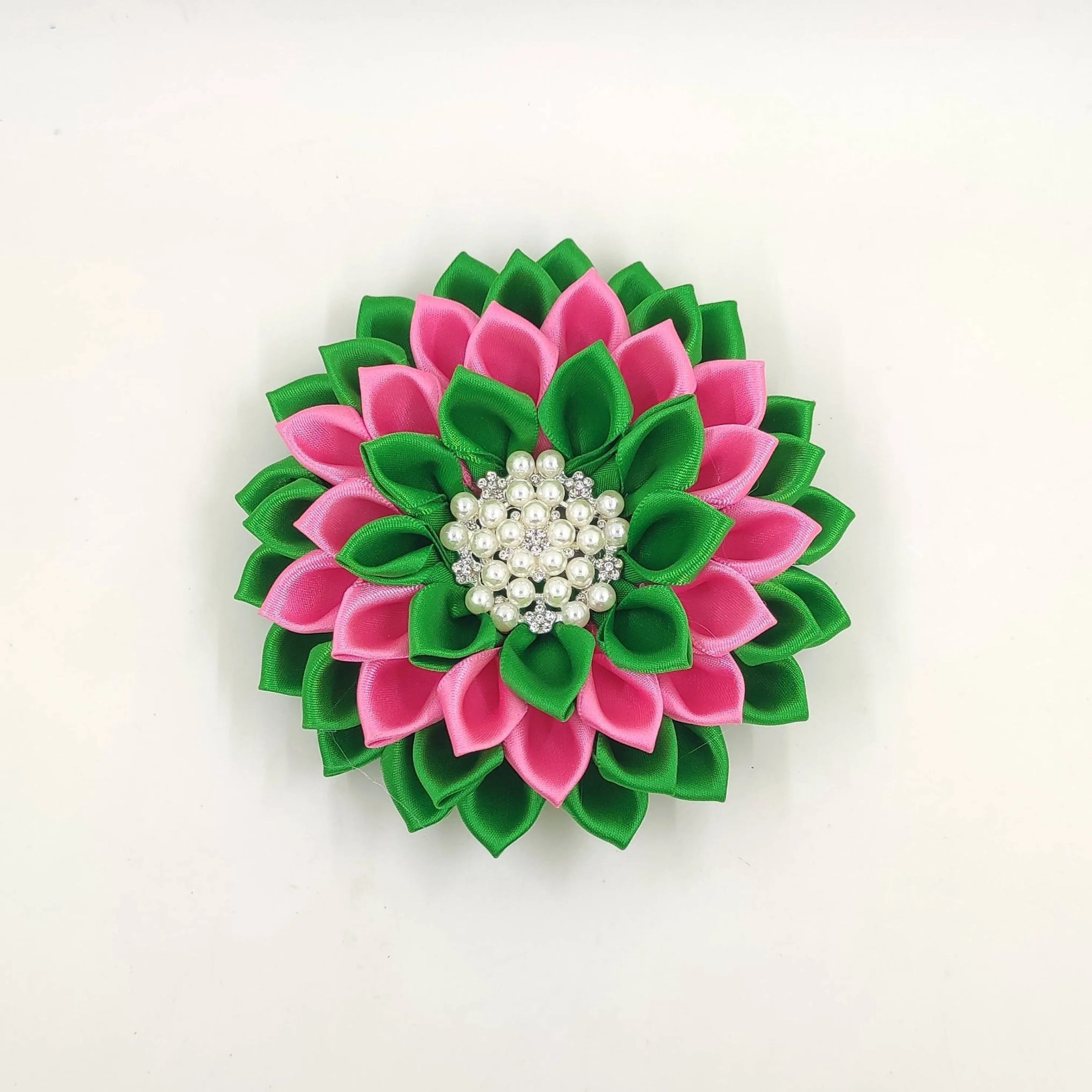 Beautiful Silk Rose Pearl Jeweled Brooch
