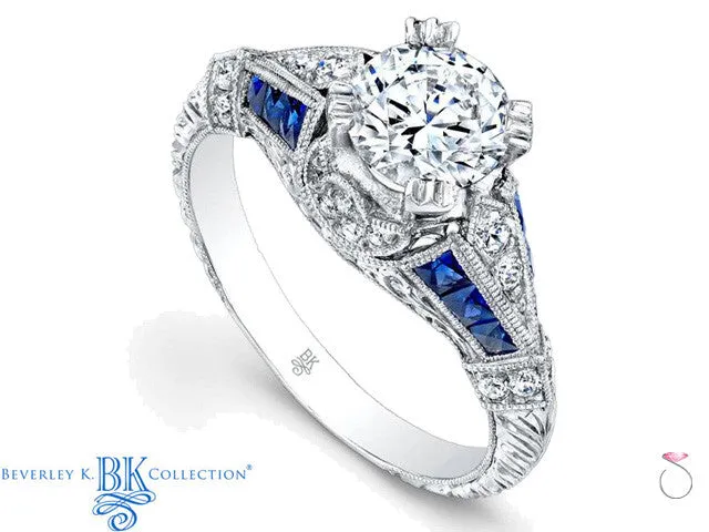 Beverley K Half Moon Diamond Sapphire Engagement Ring in 18K
