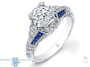Beverley K Half Moon Diamond Sapphire Engagement Ring in 18K