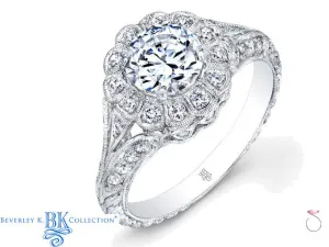 Beverley K Halo Vintage Engagement Ring Setting in 18K