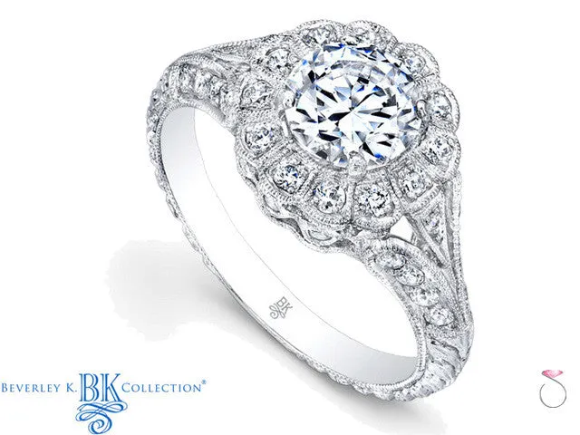 Beverley K Halo Vintage Engagement Ring Setting in 18K