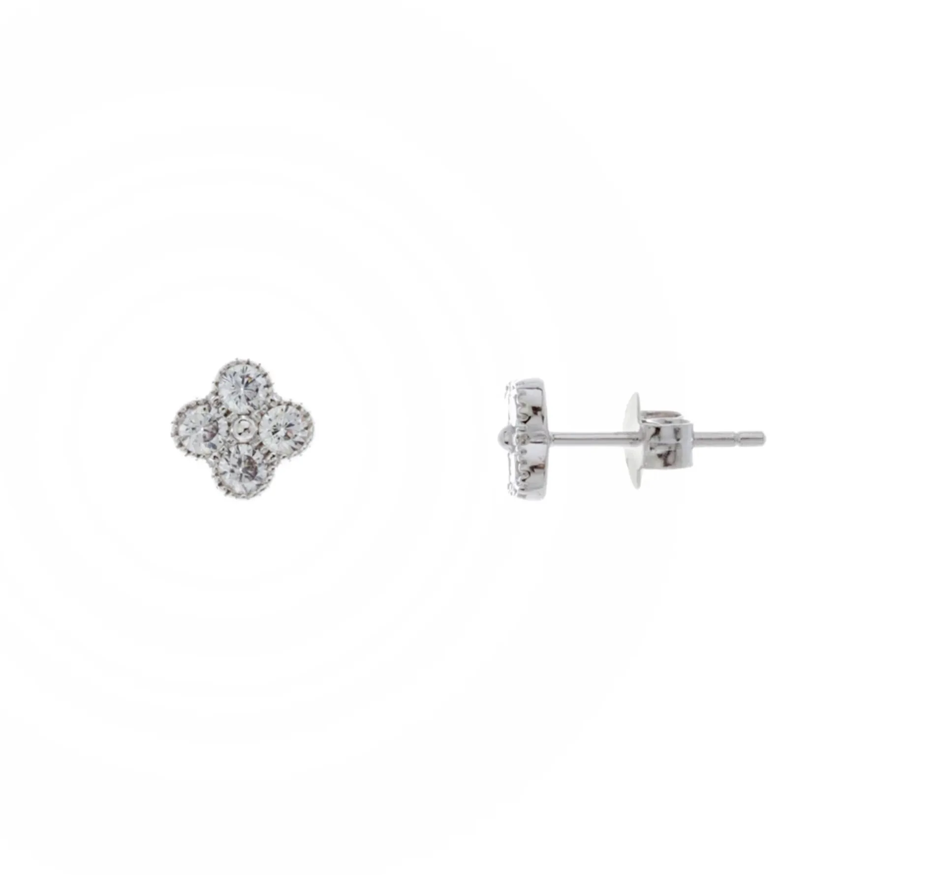 Bezel CZ Flower Studs - Gold or Silver