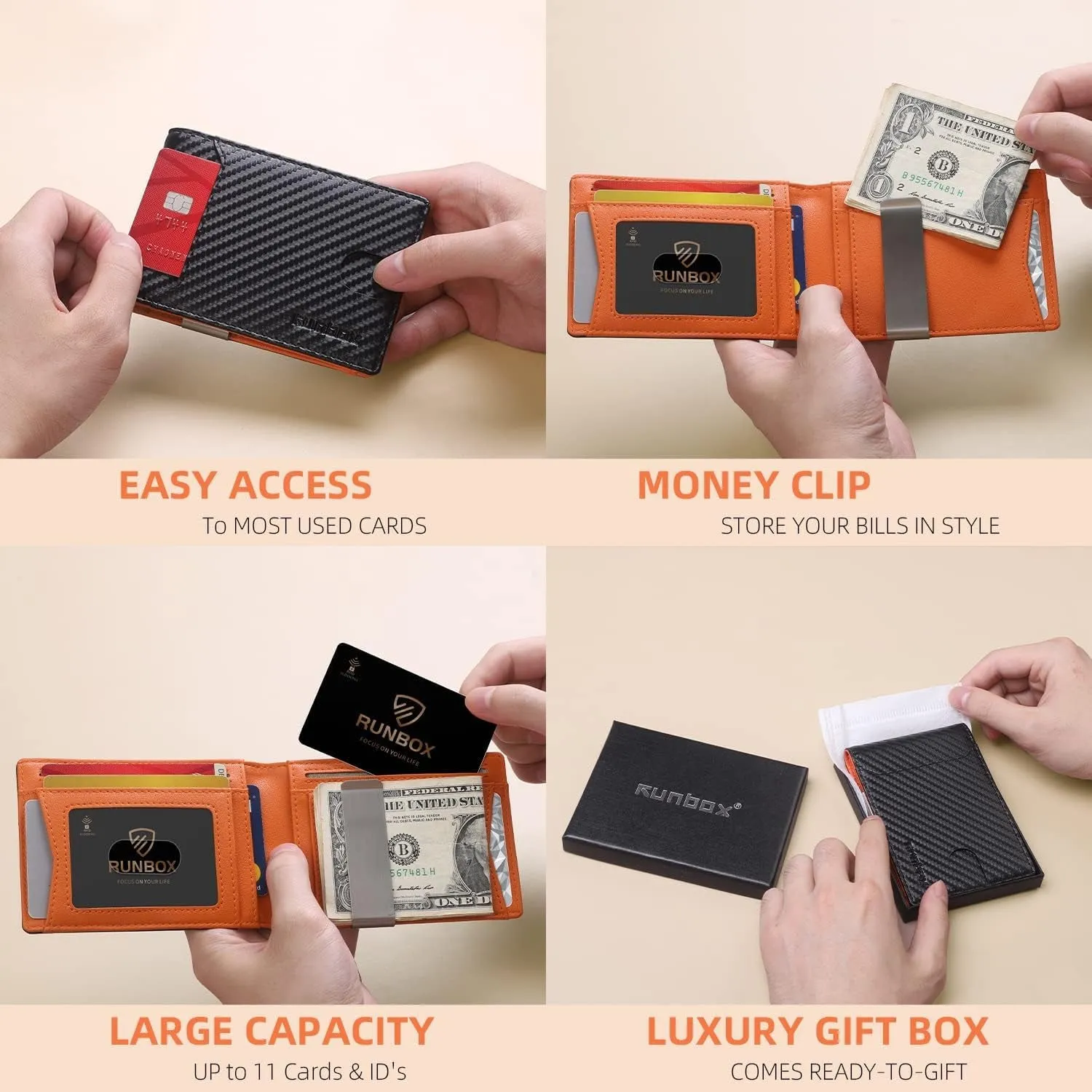Bifold Wallet for Men with Money Clip, Slim Front Pocket Wallet