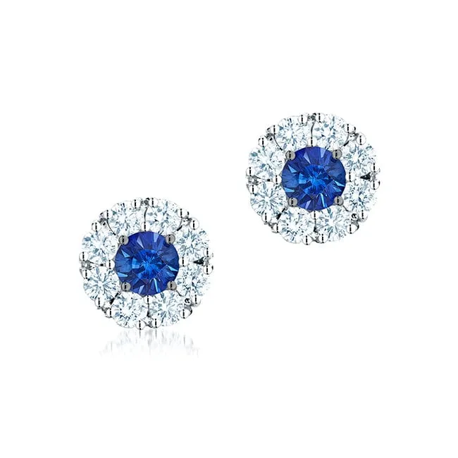 Birks White Gold Diamond and Sapphire Cluster Stud Earrings