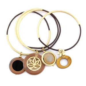 BLACK BROWN AND GOLD FILIGREE CHARM  BRACELETS #207BR2201 (3B5)