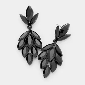 Black Crystal Marquise Cluster Pageant Earrings | Prom Earrings | 421807