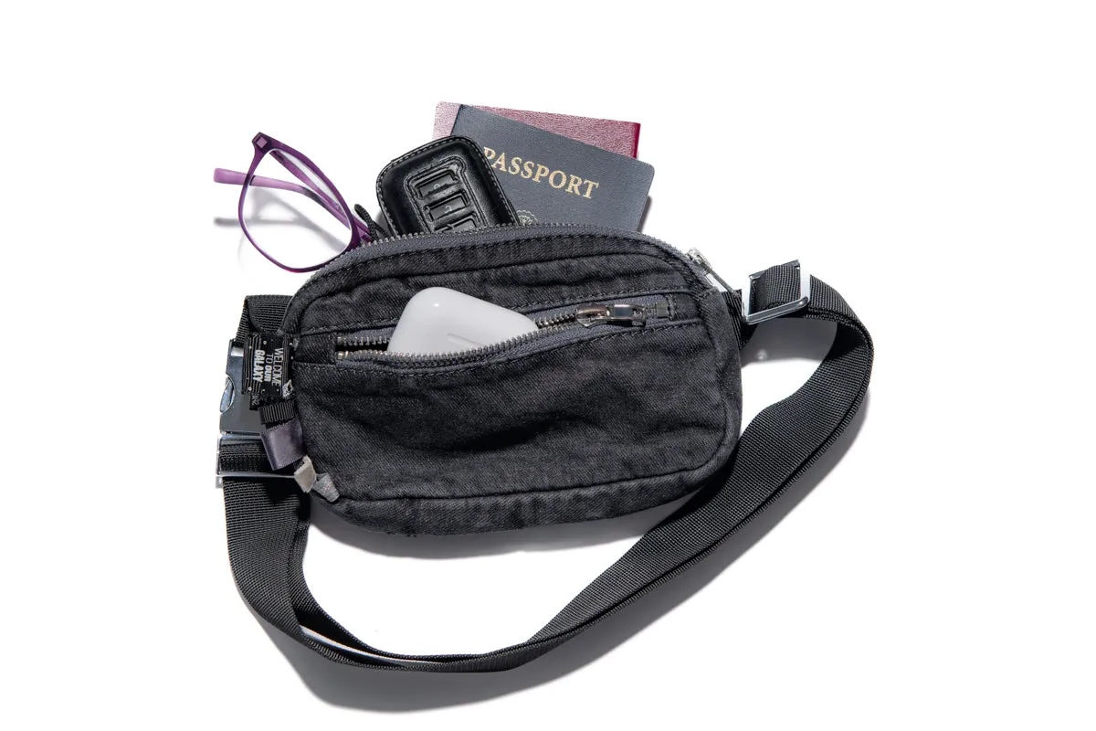 Black Denim Medium Fanny Pack